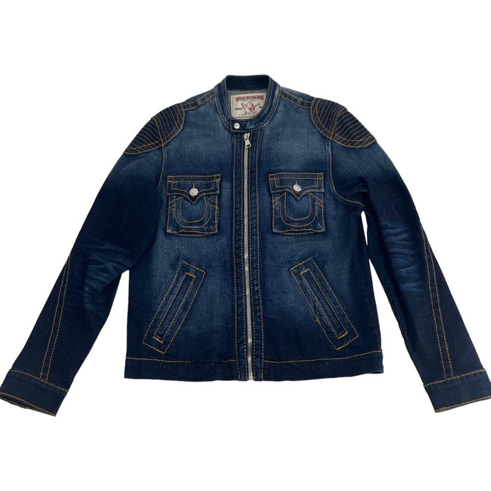 Denim Motorcycle Jacket - Dark Blue